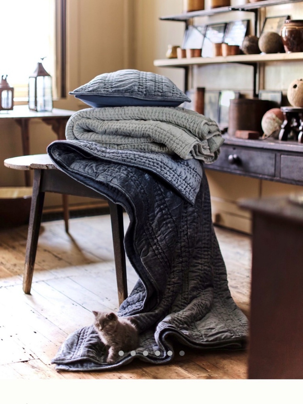 new Anthropologie lustered velvet Alastair euro sham pillow cover slate blue - Picture 10 of 16